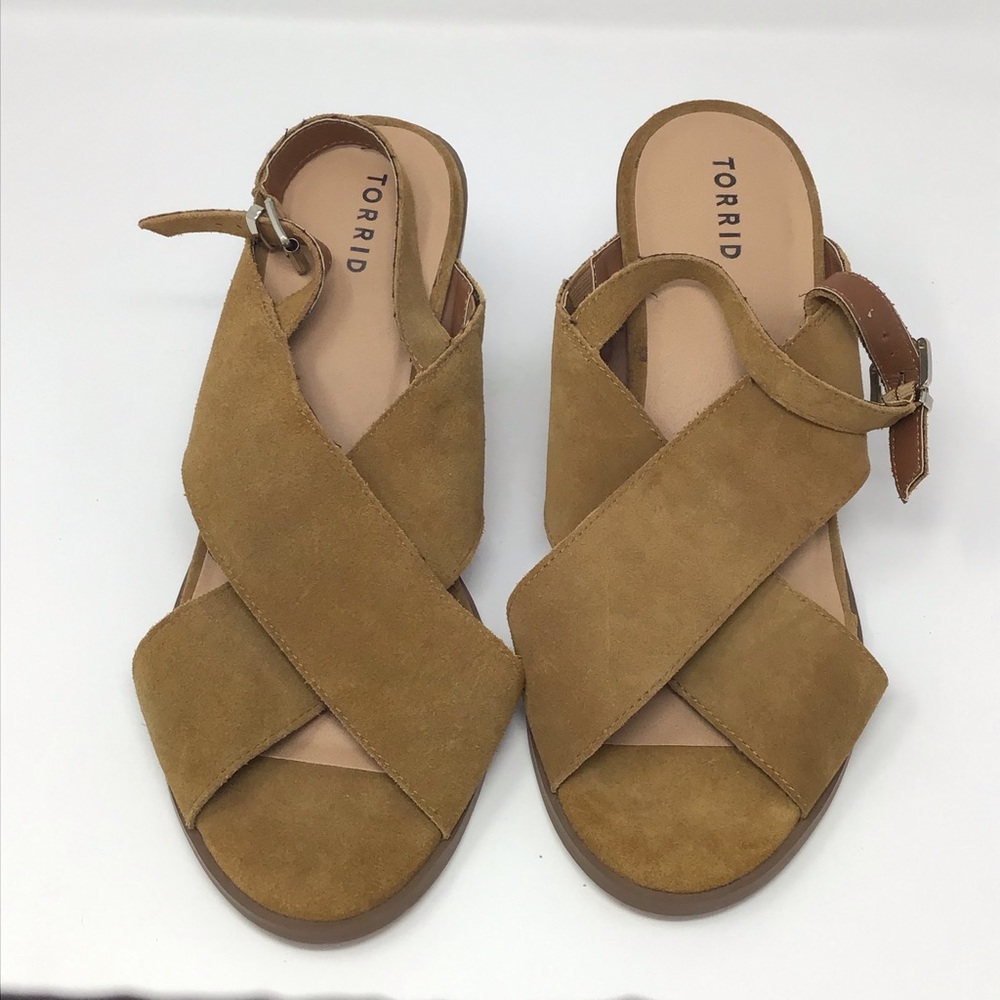 NWT Torrid Strappy Suede Wedges Sz 13W